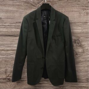 Asos Design Slim Dark Green Canvas Suit Jacket